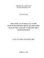 Khai thác và sử dụng các lễ hội lịch sử địa phương trong dạy học phần lịch sử việt nam lớp 7 ở trường THCS tỉnh thanh hóa