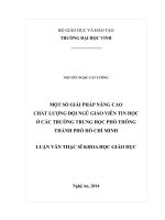 Một số giải pháp nâng cao chất lượng đội ngũ giáo viên tin học ở các trường trung học phổ thông thành phố hồ chí minh