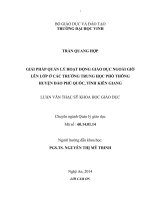 Giải pháp quản lý hoạt động giáo dục ngoài giờ lên lớp ở các trường trung học phổ thông huyện đảo phú quốc, tỉnh kiên giang