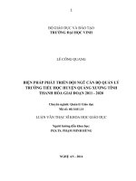 Biện pháp phát triển đội ngũ cán bộ quản lý trường tiểu học huyện Quảng Xương tỉnh Thanh Hóa giai đoạn 2011 - 2020