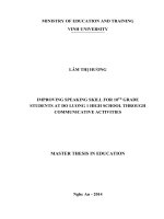 Improving speaking skill for 10th grade students at do luong 1 high school through communicative activities master thesis in education