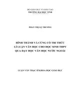 Hình thành và củng cố tri thức lí luận văn học cho học sinh THPT qua dạy học văn học nước ngoài