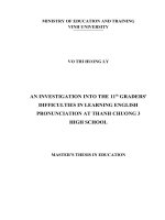 An investigation into the 11th graders'' difficulties in learning English pronuciation at Thanh Chuong 3 high school