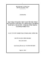 Mặt trân tổ quốc việt nam với việc phát huy quyền làm chủ của nhân dân lao động ở huyện cẩm xuyên, tỉnh hà tĩnh trong giai đoạn hiện nay