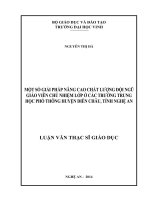 Một số giải pháp nâng cao chất lượng đội ngũ giáo viên chủ nhiệm lớp ở các trường trung học phổ thông huyện diễn châu tỉnh nghệ an