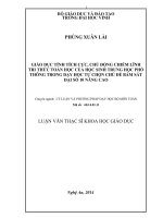 Giáo dục tính tích cực, chủ động chiếm lĩnh tri thức toán học của học sinh trung học phổ thông trong dạy học tự chọn chủ đề bám sát đại số 10 nâng cao