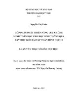 Góp phần phát triển năng lực chứng minh toán học cho học sinh thông qua dạy học giải bài tập toán hình học 10