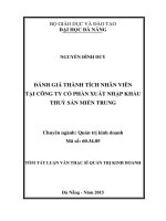 Đánh giá thành tích nhân viên tại công ty cổ phần xuất nhập khẩu thủy sản Mền Trung
