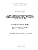 Đánh giá khả năng sinh trưởng, phát triển, năng suất và phẩm chất gạo của một số giống lúa thuần trong vụ hè thu 2014 tại huyện can lộc, tỉnh hà tĩnh