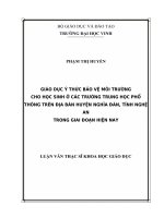 Giáo dục ý thức bảo vệ môi trường cho học sinh các trường trung học phổ thông trên địa bàn huyện nghĩa đàn, tỉnh nghệ an trong giai đoạn hiện nay