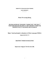 An Evaluation of the book Target Pet for the first year non-English majors at Vinh University from the perspective of teachers and students
