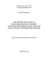 Một số biện pháp quản lý hoạt động dạy học ở trường trung học phổ thông công lập quận tân phú, thành phố hồ chí minh