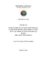 Đánh giá hiệu quả sử dụng phân bón qua lá đến sinh trưởng, phát triển và năng suất lạc trong vụ xuân năm 2014 tại huyện Diễn Châu tỉnh Nghệ An