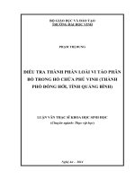 Điều tra thành phần loài vi tảo phân bố trong hồ chứa Phú Vinh (thành phố Đồng Hới, tỉnh Quảng Bình)