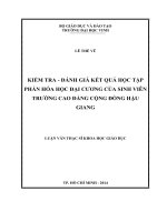 Kiểm tra, đánh giá kết quả học tập phần hóa học đại cương của sinh viên trường cao đằng cộng đồng hậu giang