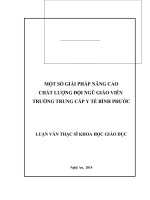 Một số giải pháp nâng cao chất lượng đội ngũ giáo viên trường trung cấp y tế bình phước