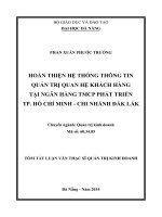 Hoàn thiện hệ thống thông tin quản trị quan hệ khách hàng tại ngân hàng TMCP phát triển TP. Hồ Chí Minh, chi nhánh Đăk LăK (HDBank Đắk Lắk)