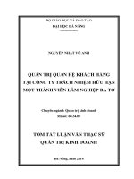 Quản trị quan hệ khách hàng tại công ty trách nhiệm hữu hạn MTV Lâm Nghiệp Ba Tơ