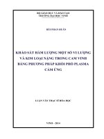 Khảo sát hàm lượng một số nguyên tố vi lượng và kim loại nặng trong cam vinh bằng phương pháp phố phổ plasma cảm ứng