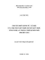 Chuyển biến kinh tế - xã hội của thị trấn Quỳ Hợp, huyện Quỳ Hợp, tỉnh Nghệ An trong thời kì đổi mới 1986 đến 2013