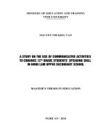 A study on the use of communicative activities to enhance 12th grade students'' speaking skill in Hong Lam upper secondary school