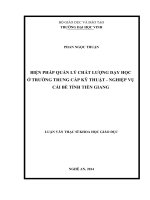 Biện pháp quản lý chất lượng dạy học ở trường Trung cấp kỹ thuật-nghiệp vụ Cái Bè tỉnh Tiền Giang