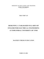 Designing a task based syllabus of english for electrical engineering at industrial university of vinh