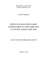 Chí sĩ cách mạng Trung Quốc với hoạt động của Phan Bội Châu và Nguyễn Ái Quốc (1905 - 1941)