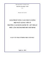 Giải pháp nâng cao chất lượng đội ngũ giảng viên ở trường cao đẳng kinh tế, kỹ thuật phú lâm thành phố hồ chí minh