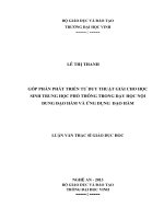 Góp phần phát triển tư duy thuật giải cho học sinh trung học phổ thông trong dạy học nội dung đạo hàm và ứng dụng đạo hàm