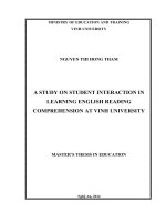 A study on student interaction in learning English reading comprehension at Vinh University