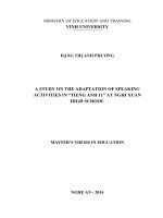 A study on the adaptation of speaking activities in tieng Anh 11 at Nghi Xuan high school