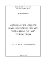 Một số giải pháp nâng cao chất lượng đội ngũ giáo viên trường trung cấp nghề tỉnh hậu giang