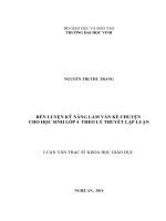 Rèn luyện kĩ năng văn kể chuyện cho học sinh lớp 4 theo lý thuyết lập luận