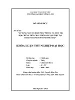 Áp dụng một số biện pháp phòng và điều trị hội chứng tiêu chảy trên đàn lợn thịt tại huyện Thanh Sơn tỉnh Phú Thọ