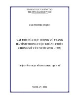 Vai trò của lực lượng vũ trang hà tĩnh trong cuộc kháng chiến chống mỹ cứu nước (1954   1975)