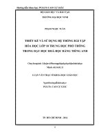 Thiết kế và sử dụng hệ thống bài tập hóa học lớp 10 trung học phổ thông trong dạy học hóa học bằng tiếng anh