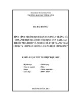 Tình hình nhiễm bệnh lợn con phân trắng và so sánh hiệu quả điều trị bệnh của hai loại thuốc Multibio và Norfacoli tại Trang trại Công ty Cổ phần giống lâm nghiệp Đông Bắc