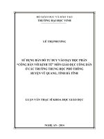 Sử dụng bản đồ tư duy vào dạy học phần công dân với kinh tế môn giáo dục công dân ở các trường trung học phổ thông huyện vũ quang, tỉnh hà tĩnh