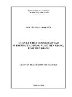 Quản lý chất lượng đào tạo ở trường cao đẳng nghề tiền giang, tỉnh tiền giang