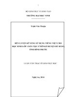 Rèn luyện kỹ năng sử dụng tiếng việt cho học sinh lớp 1 dân tộc stiêng ở huyện bù đăng, tỉnh bình phước