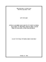 Nâng cao hiệu quả quản lý chất lượng dạy học ở trường trung học cơ sở thị xã sầm sơn, tinh thanh hóa