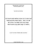 Xây dựng hệ thống giáo án và bài tập theo hướng phân hóa nêu vấn đề để nâng cao hiệu quả dạy học phần kim loại (hóa học 12 THPT)
