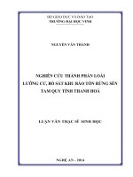 Nghiên cứu thành phần loài lưỡng cư, bò sát khu bảo tồn rừng sến tam quỷ tỉnh thanh hóa