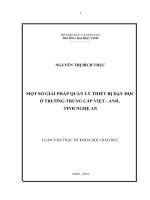 Một số giải pháp quản lý thiết bị dạy học ở trường trung cấp việt   anh, tỉnh nghệ an