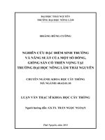 Nghiên cứu đặc điểm sinh trưởng và năng suất của một số dòng, giống sắn có triển vọng tại trường Đại học Nông Lâm Thái Nguyên