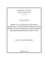 Nghiên cứu, xác định hàm lượng một số khoáng chất và kim loại khác trong quả xoài huyện cao lãnh, tỉnh đồng tháp bằng phương pháp quang phổ hấp thụ nguyên tử (AAS)