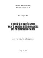 Sử dụng di sản văn hóa phi vật thể tại địa phương trong dạy học lịch sử việt nam từ thế kỉ x đến đầu thế kỉ XIX (lớp 10   THPT   chương trình chuẩn) ở hà tĩnh