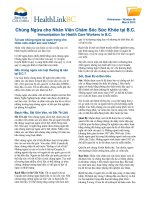 Chủng Ngừa cho Nhân Viên Chăm Sóc Sức Khỏe tại BC