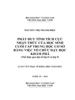 Phát huy tính tích cực nhận thức của học sinh cuối cấp trung học cơ sở bằng việc tổ chức dạy học khám phá (thể hiện qua đại số lớp 8 và lớp 9)